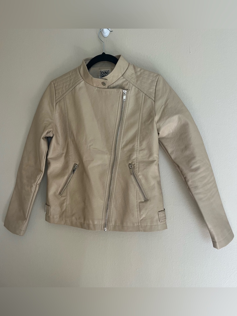 Women’s Beige Asymmetrical Moto Jacket